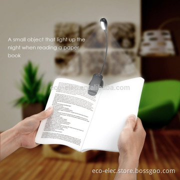 Rechargeable Book Light, 4 LED Reading Light, Reading Lamp with Clip On 2 Brightness Settings with USB Cable for Desk, Bed